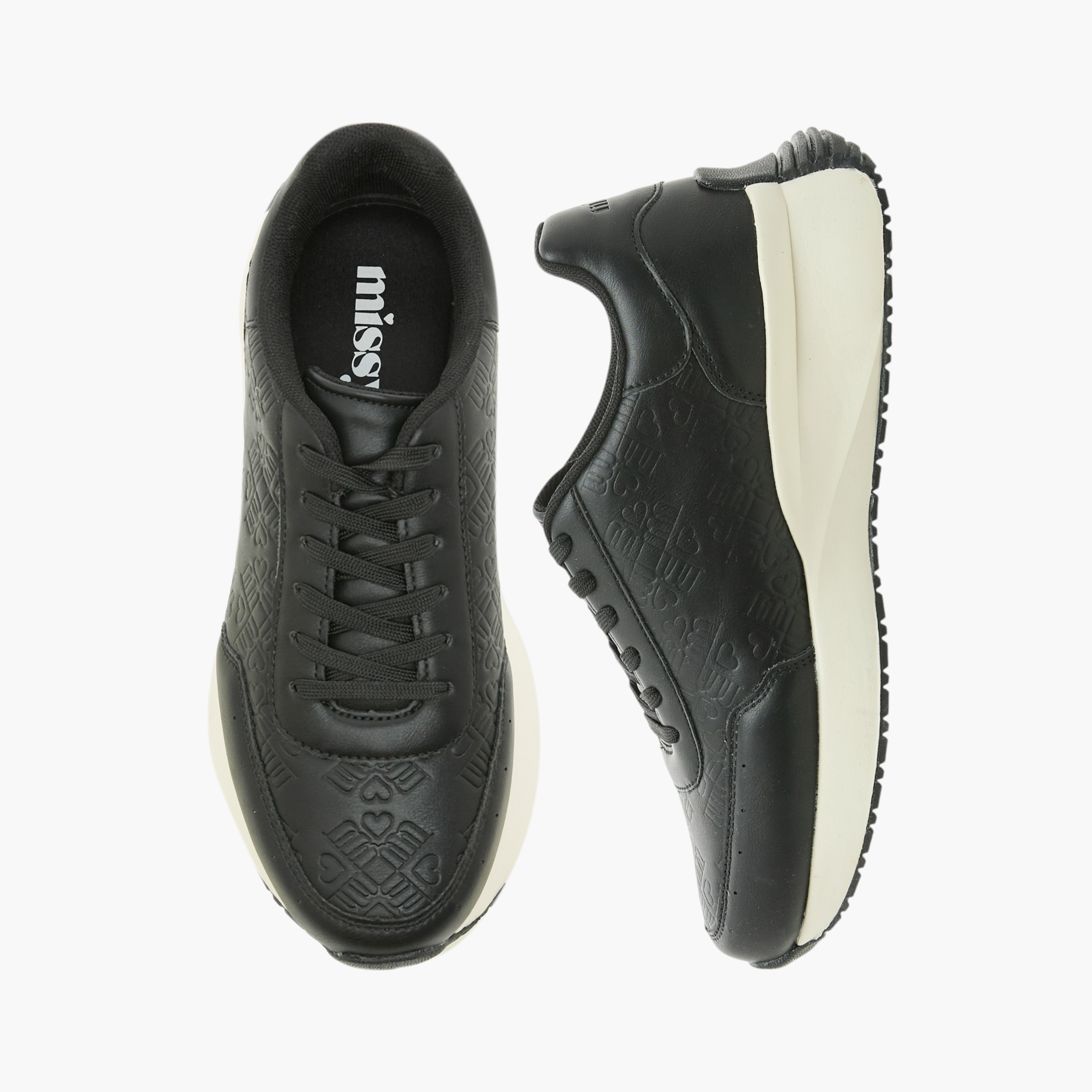 حذاء سنيكرز بنقوش مونوجرام ورباط من ميسي-women-shoes-sneakers-image-1