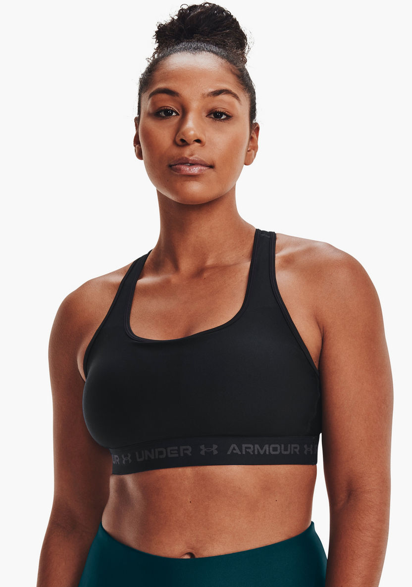 Buy Women's Under Armour Crossback Mid Logo Scoop Neck Sleeveless Sports Bra  with Removable Pads, 1361034 Online