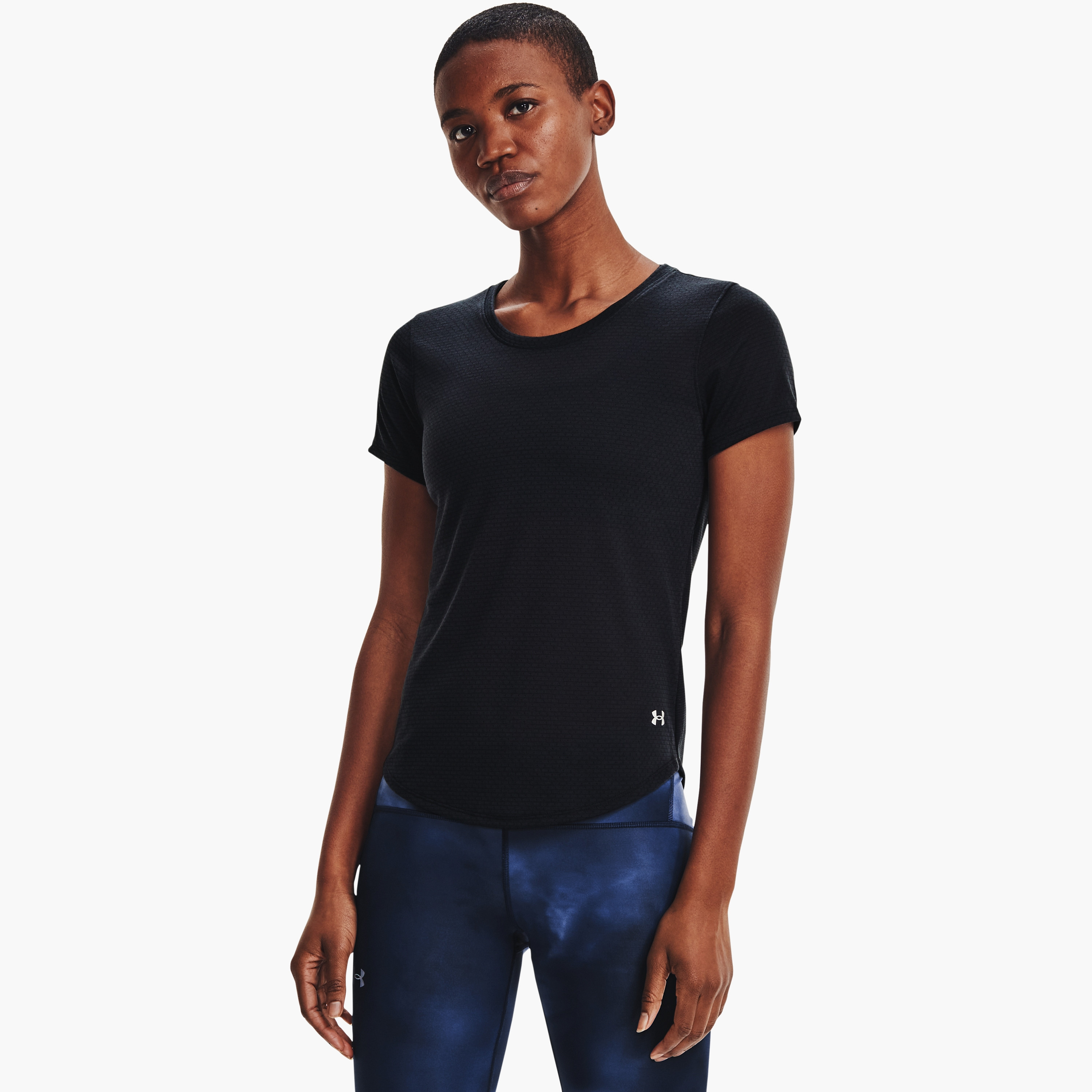 تي شيرت بأكمام قصيرة وياقة مستديرة سادة من اندر ارمر ستريكار | 1361371-sports-women-clothing-tshirtsandvests-image-1
