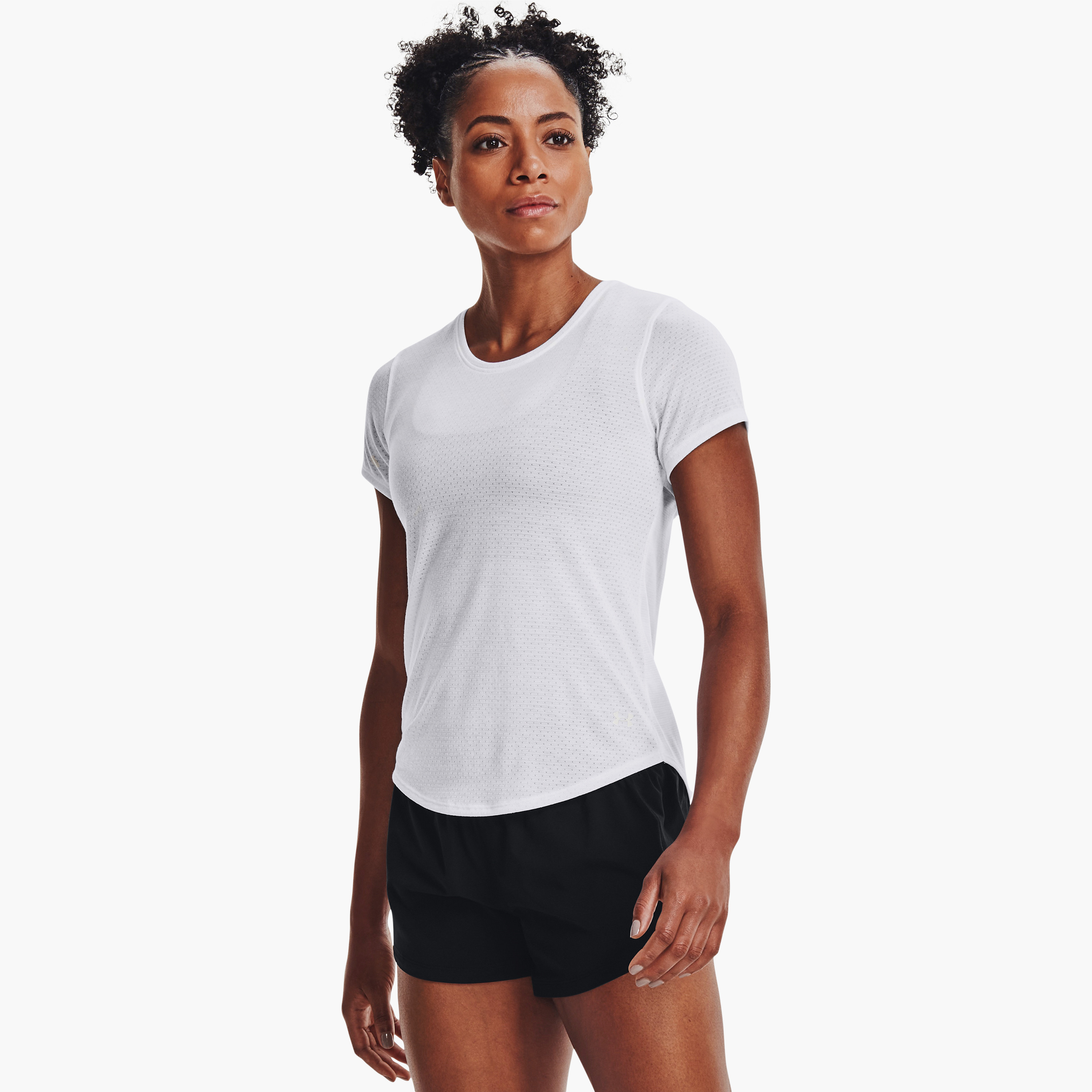 تي شيرت بأكمام قصيرة وياقة مستديرة سادة من اندر ارمر ستريكار | 1361371-sports-women-clothing-tshirtsandvests-image-4