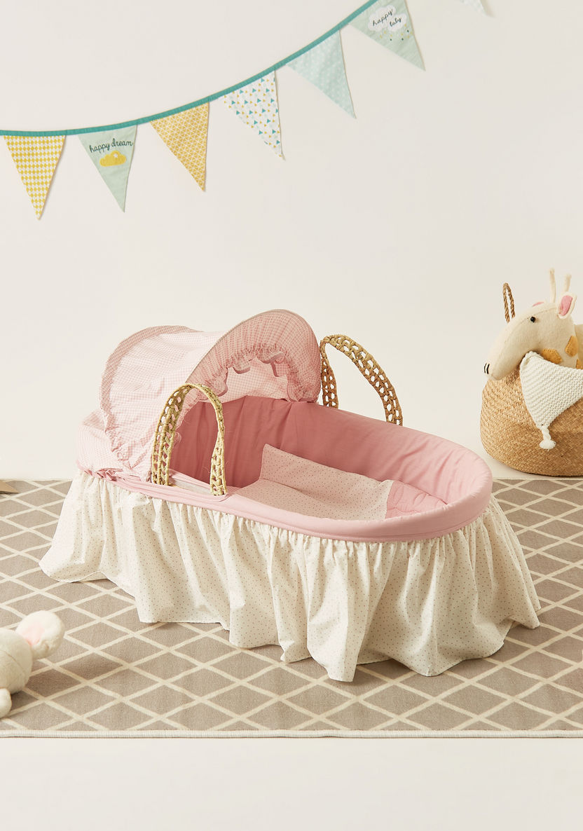 Cambrass Moses Basket with Frills and Canopy-Moses Baskets-image-0