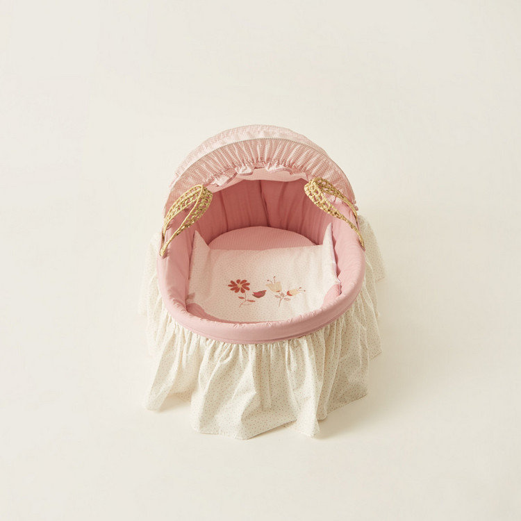 Cambrass Moses Basket with Frills and Canopy