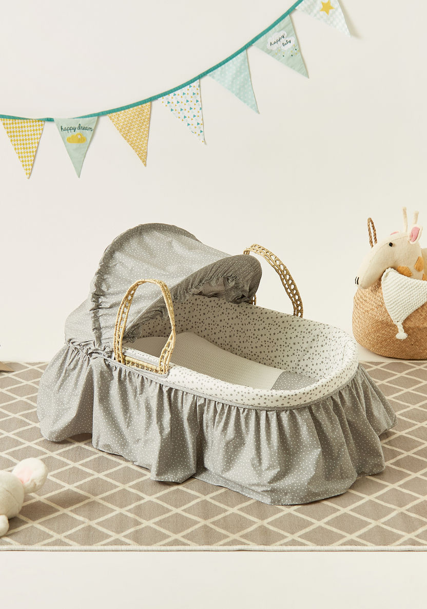 Cambrass Moses Basket With Frills and Canopy - Grey-Moses Baskets-image-0