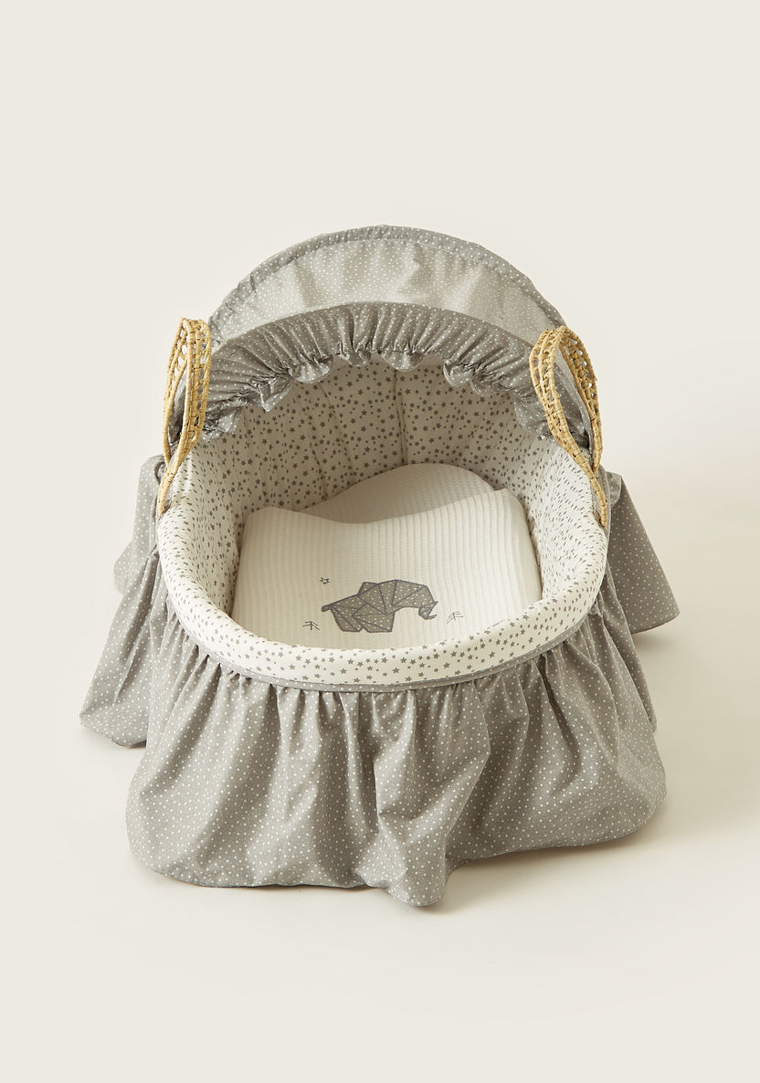 Cambrass Moses Basket With Frills and Canopy - Grey-Moses Baskets-image-1