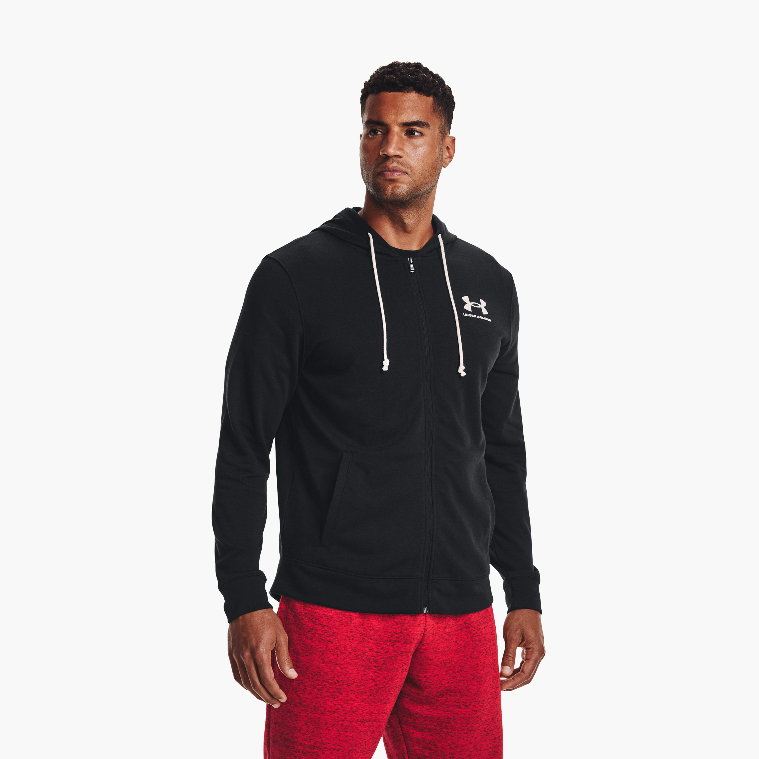 أندر آرمور- هودي رجالي   بشعار Rival Terry  بسحاب كامل 1370409 | OE-men-clothing-sportswearandactivewear-hoodiesandsweatshirts-image-5
