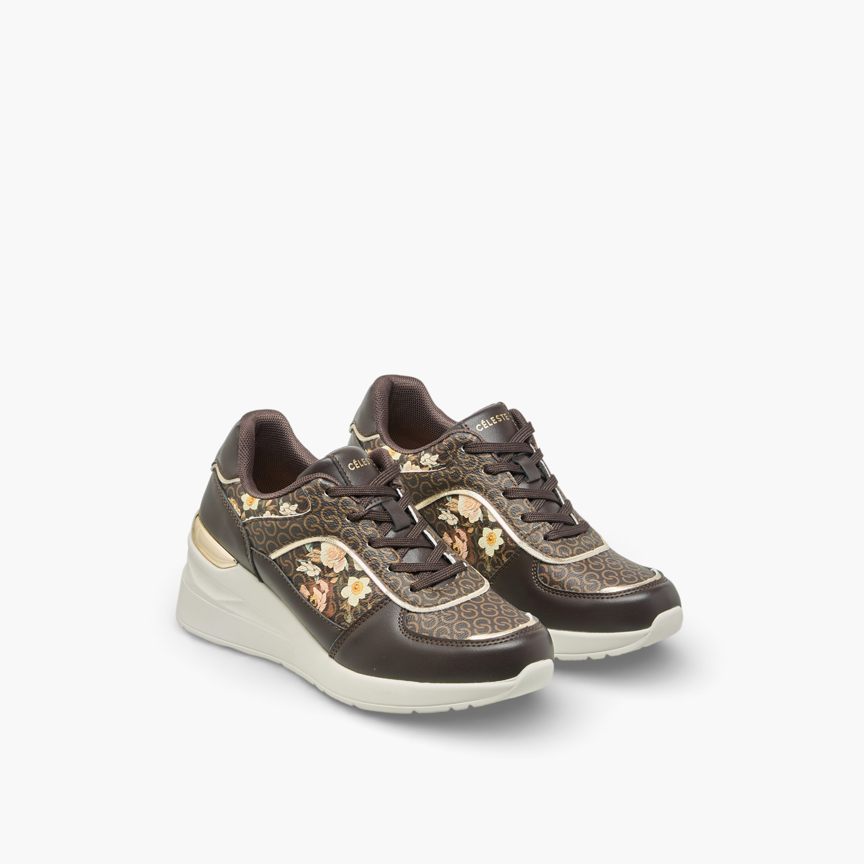 Celeste Women Floral Monogram Print Ankle Sneakers-women-shoes-sneakers-image-1