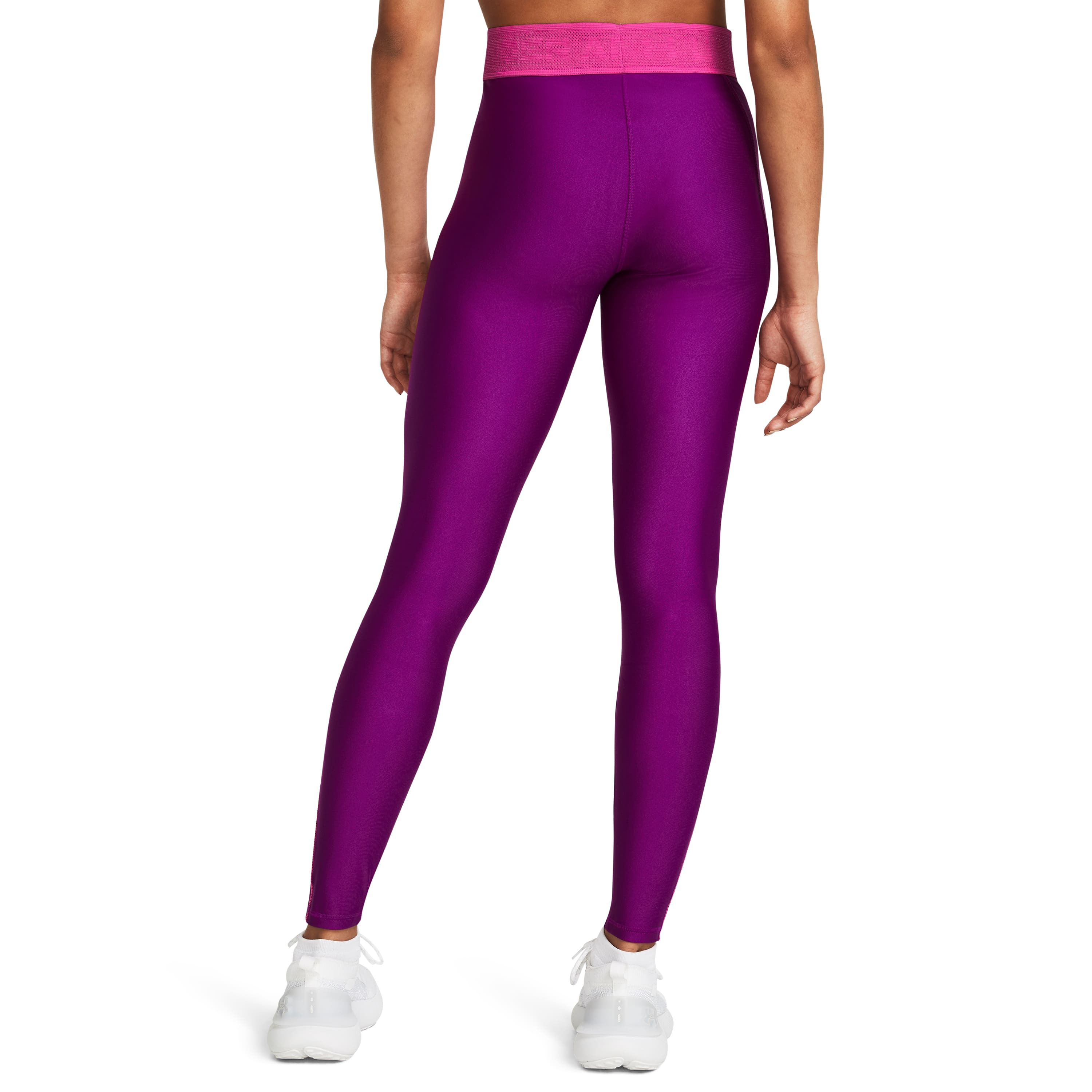 بنطلون ضيق بخصر مرتفع وساق سادة وبطبعة لوجو العلامة التجارية من اندر ارمور | 1377089-women-clothing-bottoms-leggings-image-6