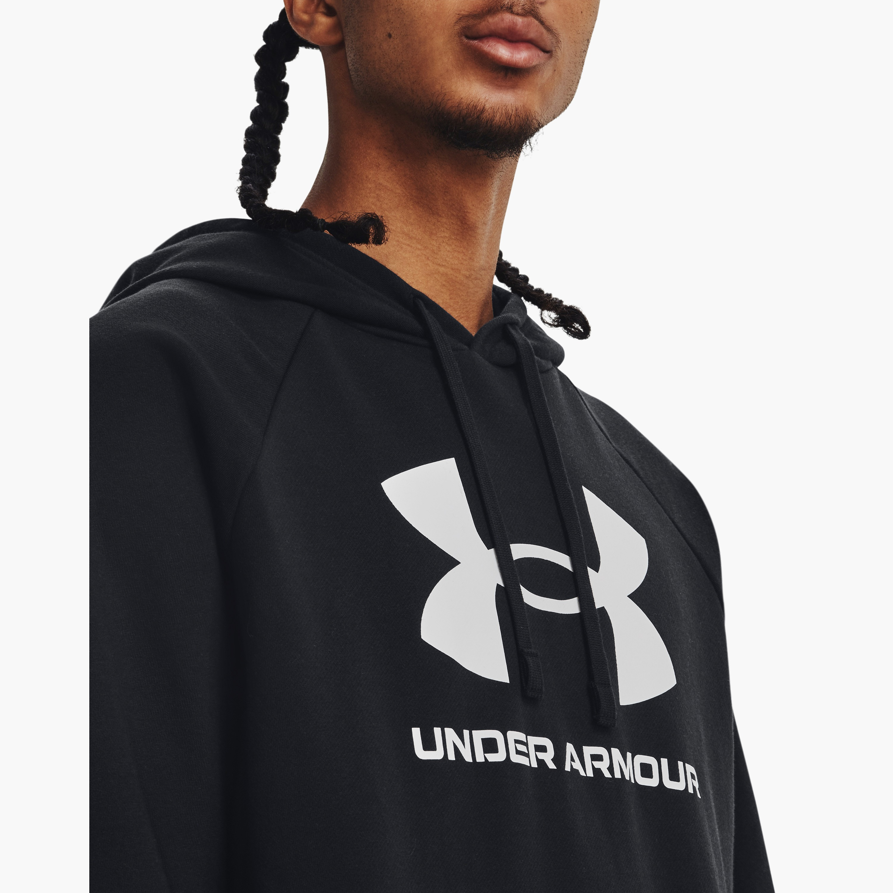 Under Armour Rival Fleece Logo Printed Hooded Neck Long Sleeves Hoodies | 1379758-men-winterwear-hoodiesandsweatshirts-image-3