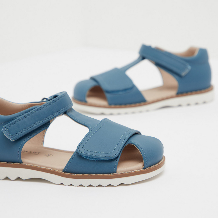 Solid Sandals with Hook and Loop Closure