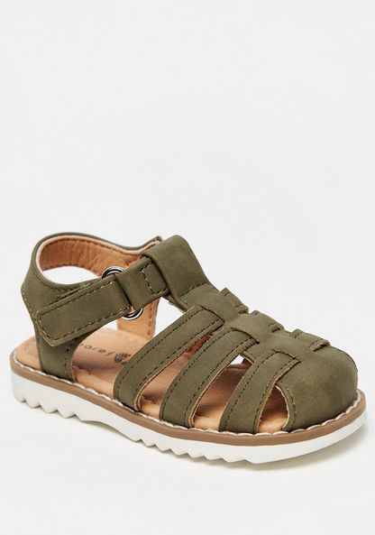 Barefeet Solid Strappy Sandals with Hook and Loop Closure-Boy%27s Sandals-image-1