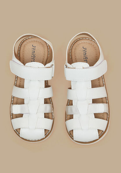 Juniors Solid Strap Sandals with Hook and Loop Closure