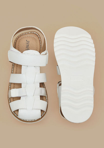 Juniors Solid Strap Sandals with Hook and Loop Closure