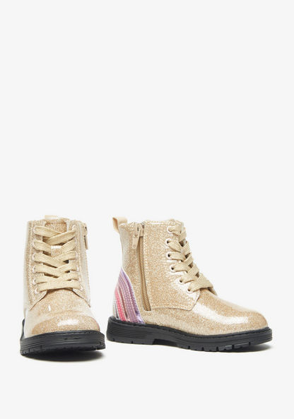 Juniors Glitter Textured High Cut Boots with Zip Closure