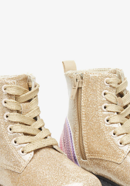 Juniors Glitter Textured High Cut Boots with Zip Closure