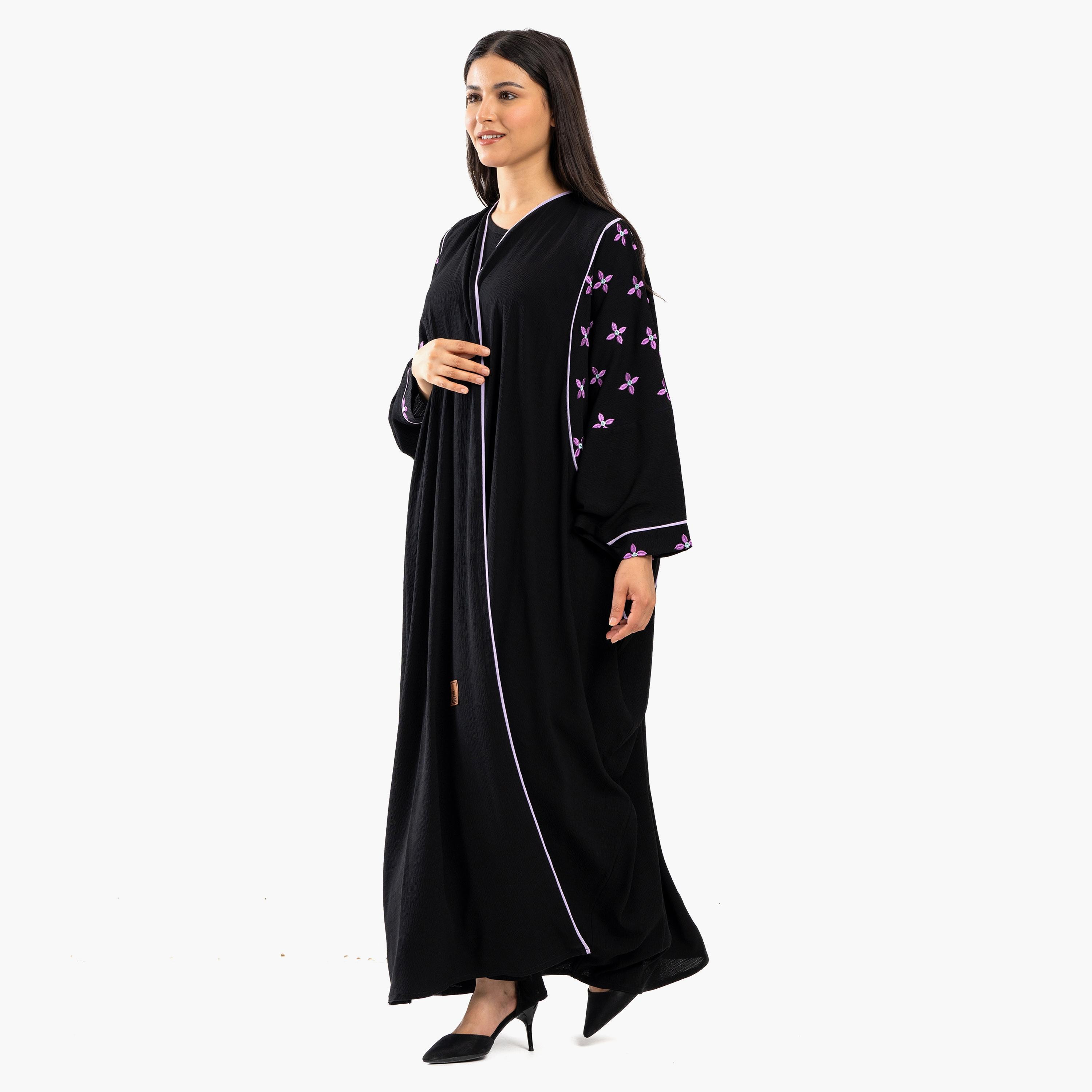 عباية زاهيه مطرزة مفتوحة من الأمام ذات بشت مع حجاب-women-arabicclothing-abayas-image-2