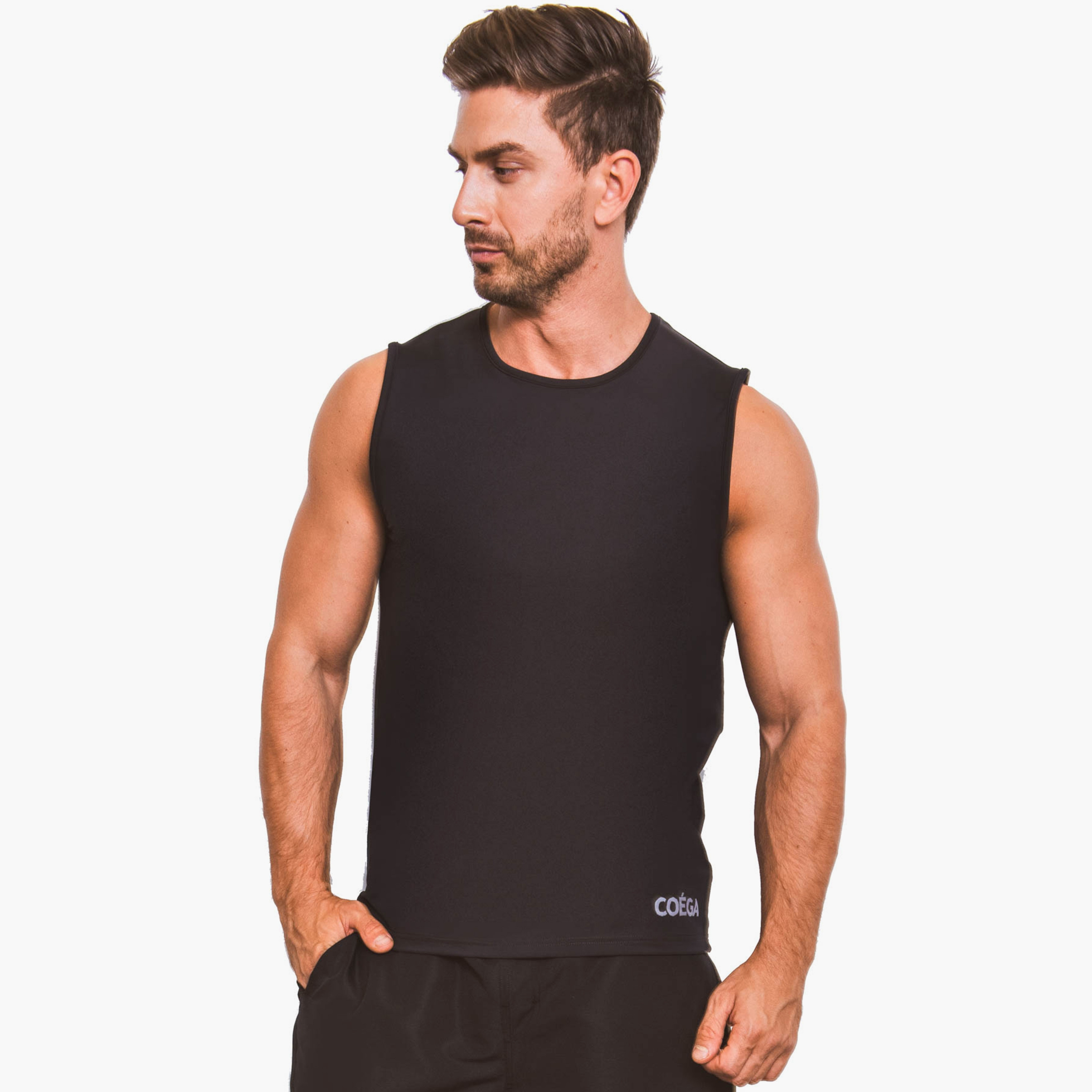 Coega Men's Rashguard Sleeveless, Black-sports-men-clothing-swimwear-image-1