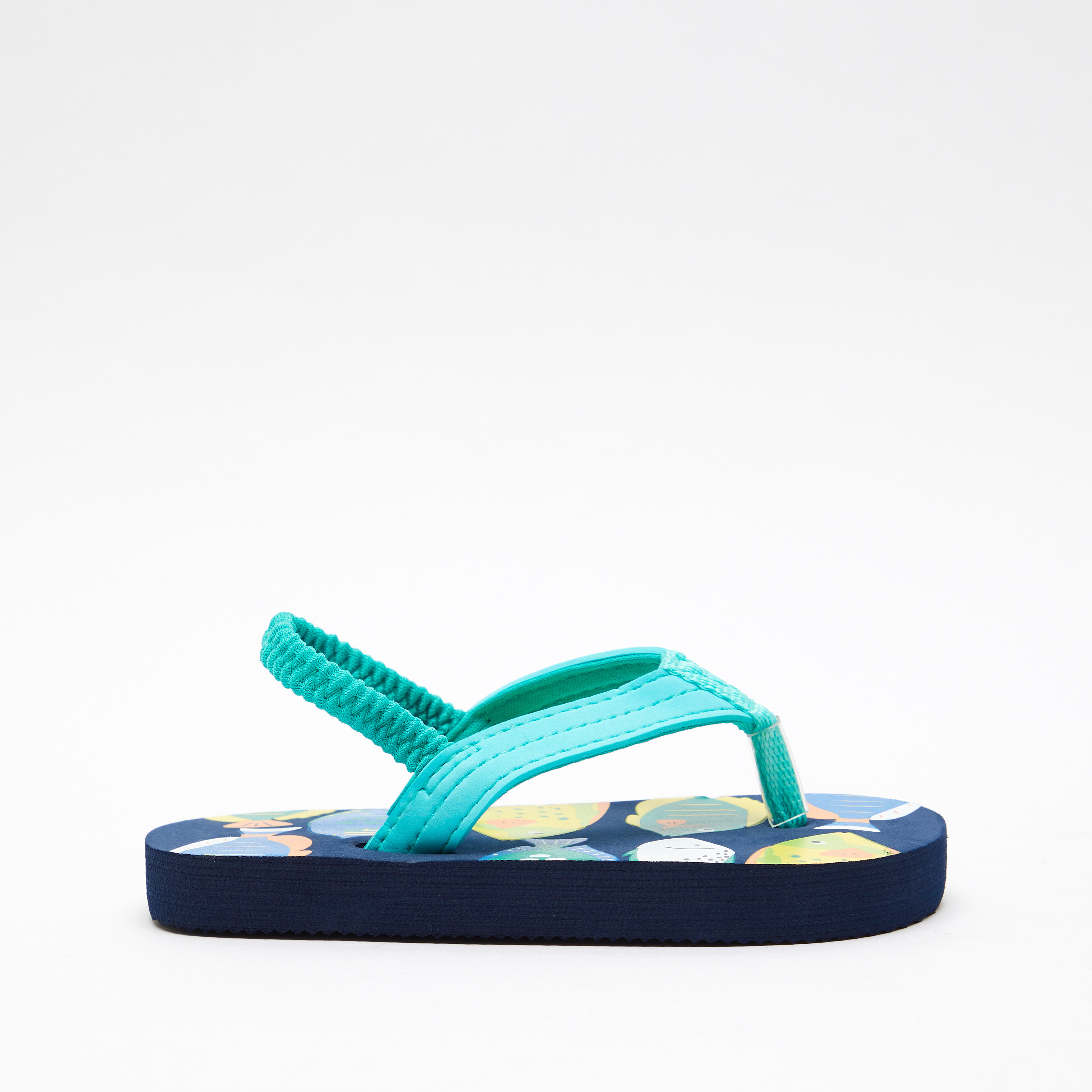 Printed Thong Slippers with Elasticised Strap-boys-shoes-flipflopsandslides-image-1