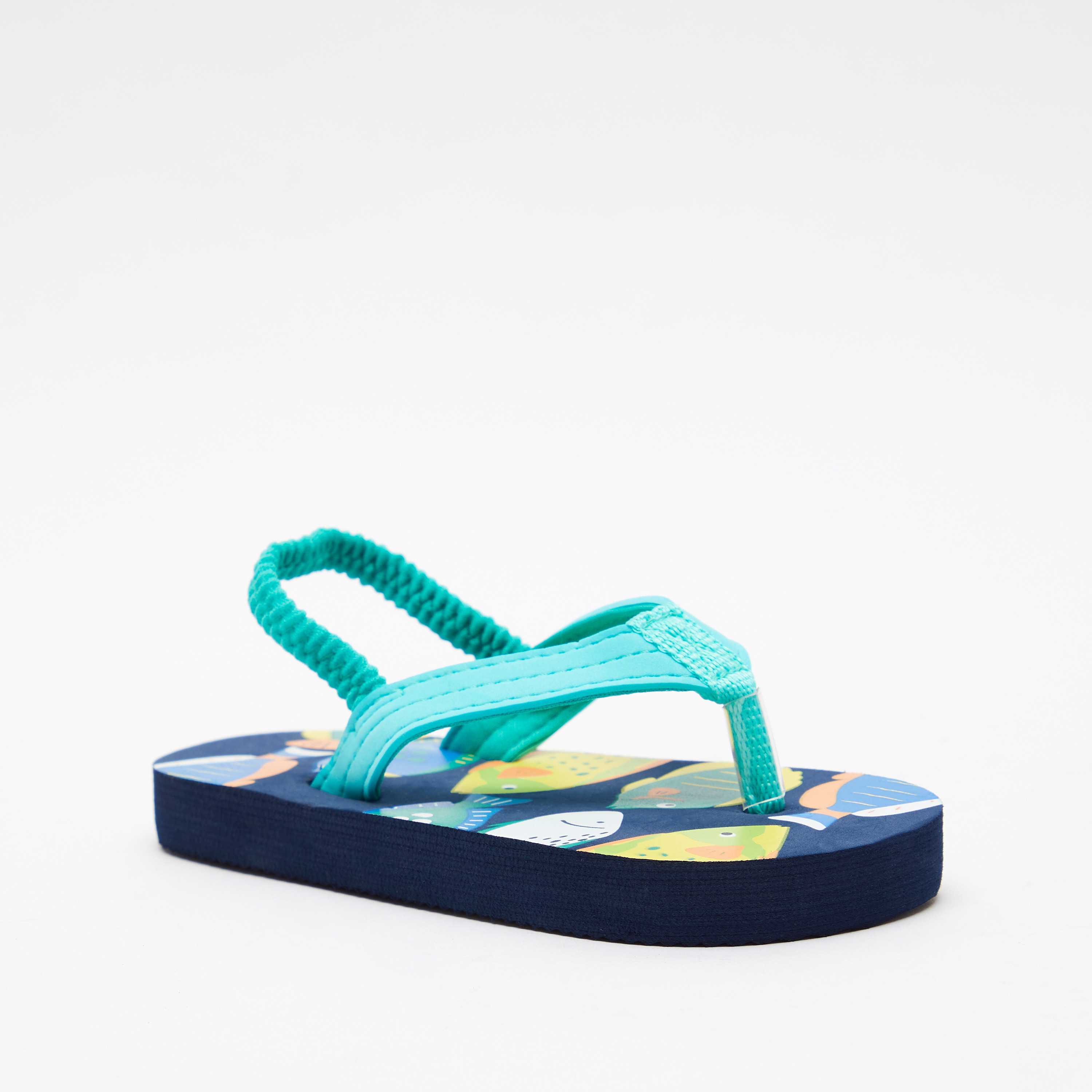 Printed Thong Slippers with Elasticised Strap-boys-shoes-flipflopsandslides-image-2