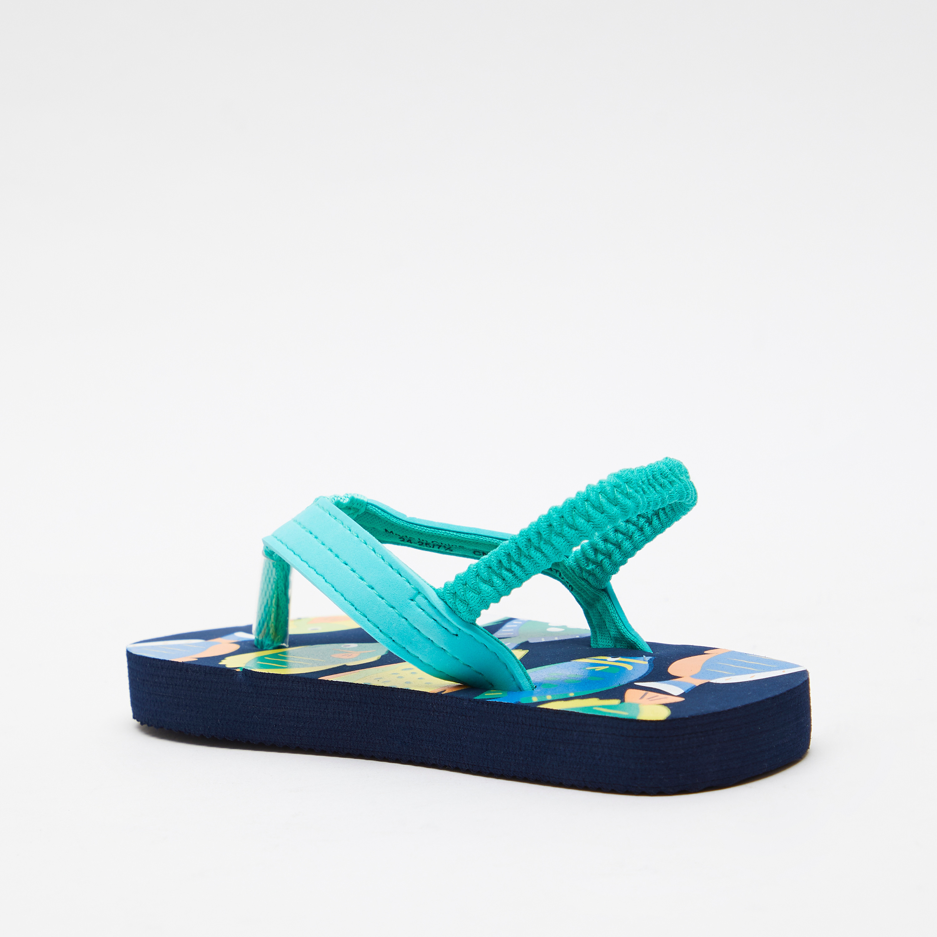 Printed Thong Slippers with Elasticised Strap-boys-shoes-flipflopsandslides-image-3