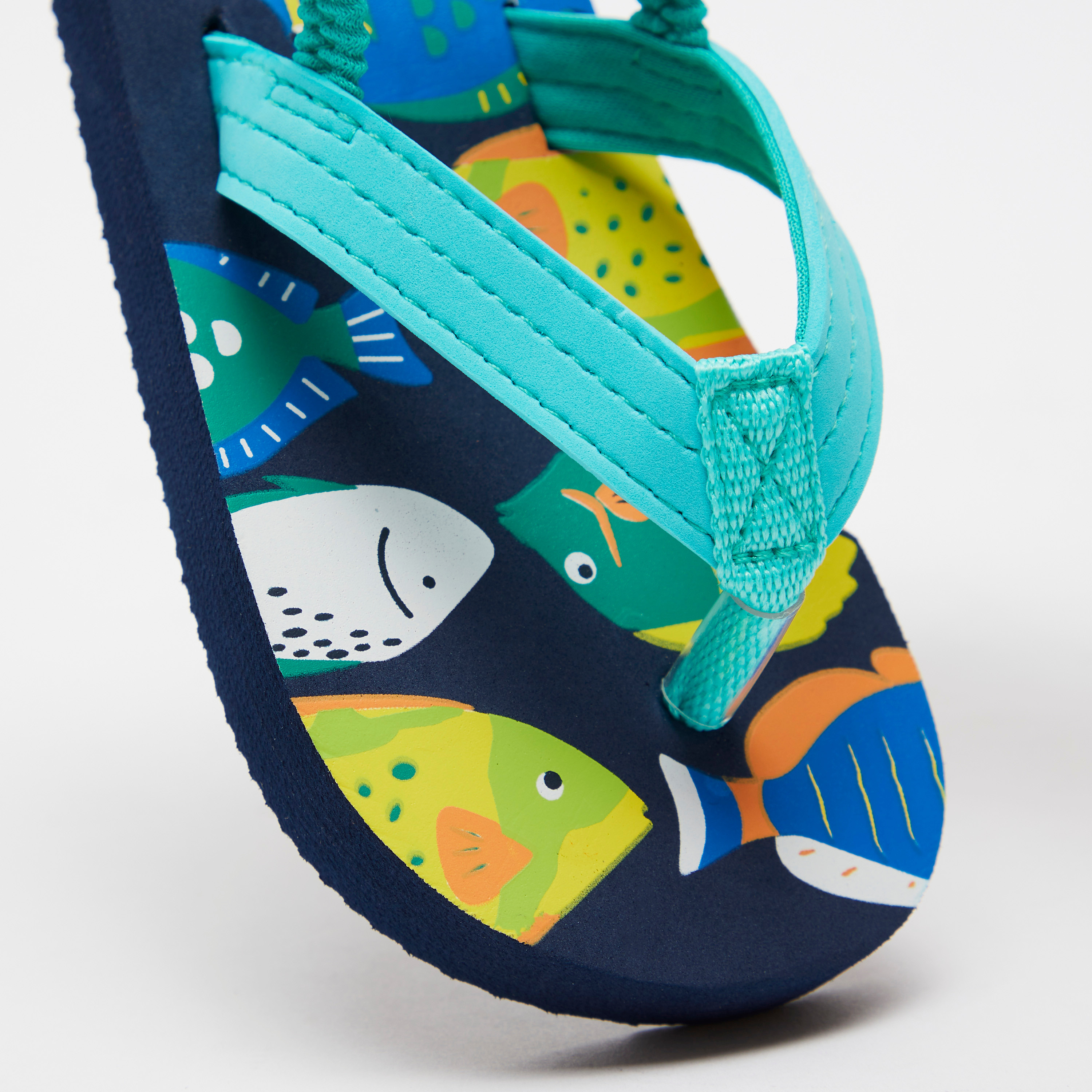 Printed Thong Slippers with Elasticised Strap-boys-shoes-flipflopsandslides-image-4
