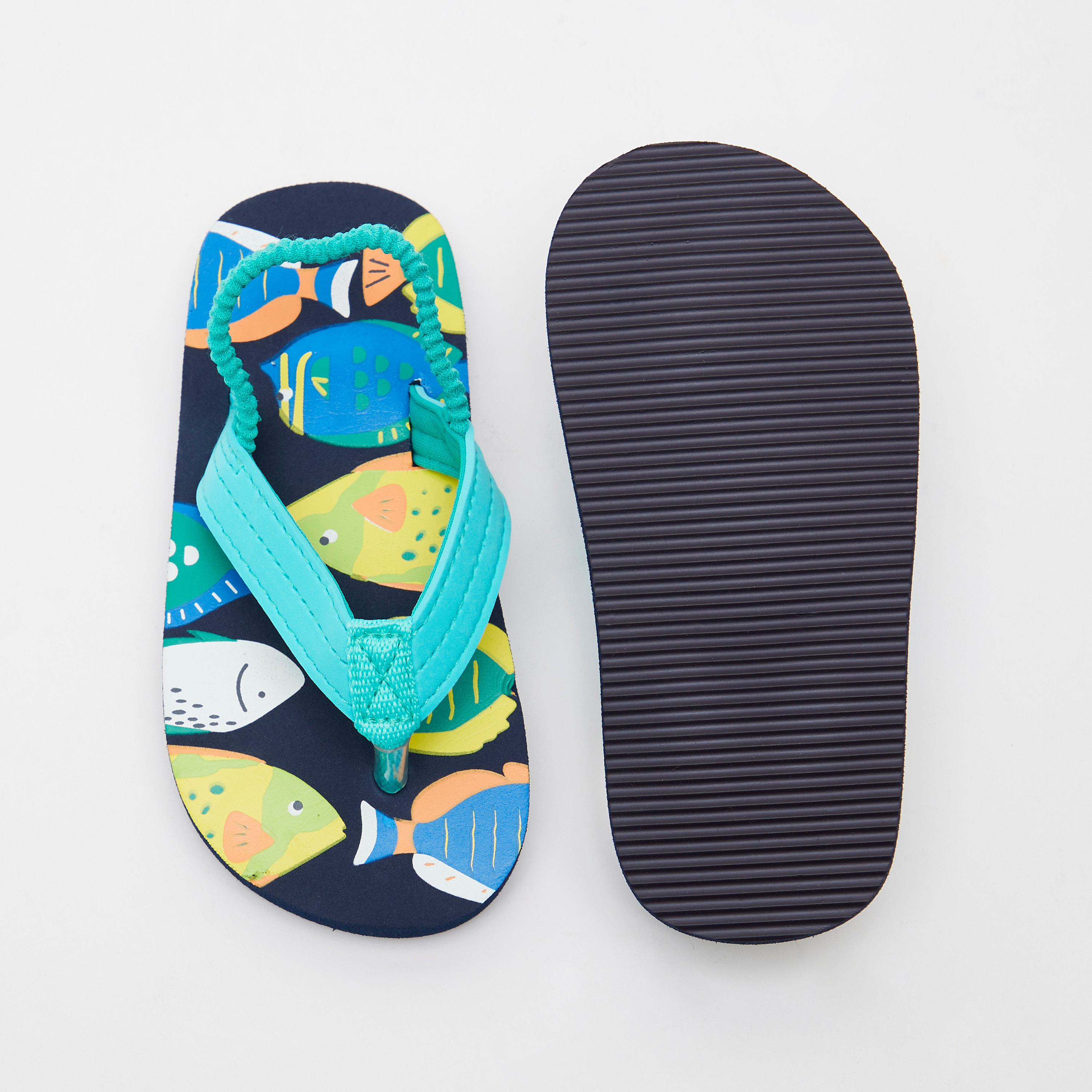 Printed Thong Slippers with Elasticised Strap-boys-shoes-flipflopsandslides-image-5