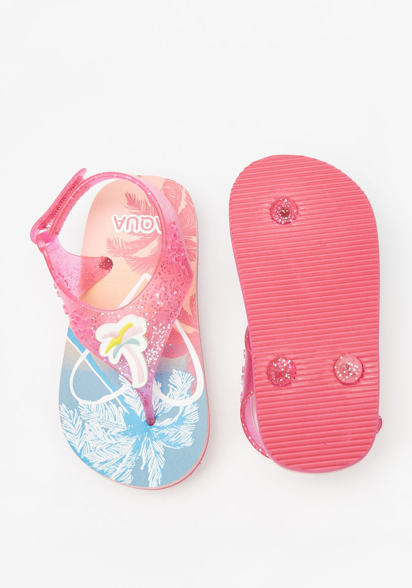 Aqua Embellished Thong Slippers with Hook and Loop Closure-Girl%27s Flip Flops & Beach Slippers-image-3