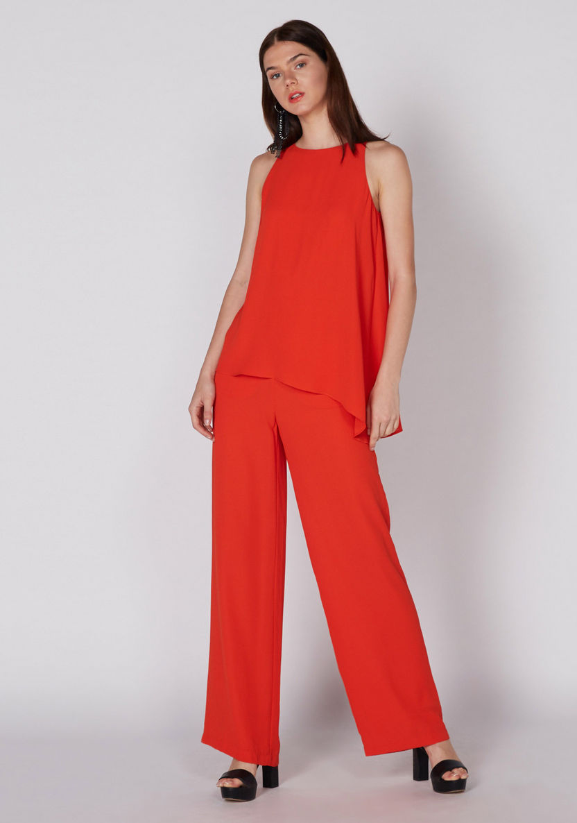 Elle Sleeveless Layered Jumpsuit with Key Hole Closure-Jumpsuits and Playsuits-image-0