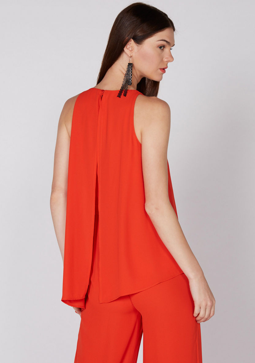 Elle Sleeveless Layered Jumpsuit with Key Hole Closure-Jumpsuits and Playsuits-image-3