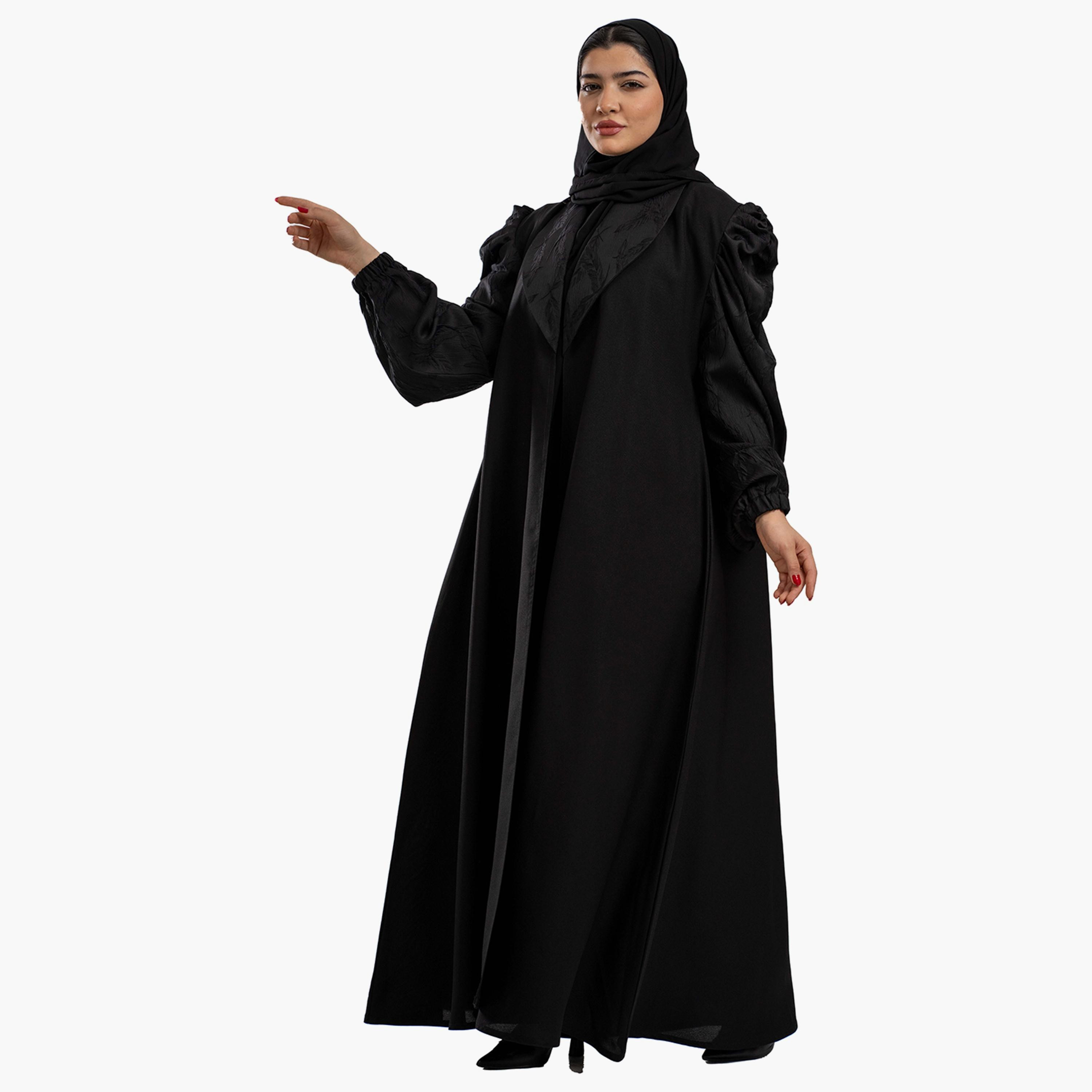 Zahiyh Embroidered Classic Abaya with Hijab-women-arabicclothing-abayas-image-4