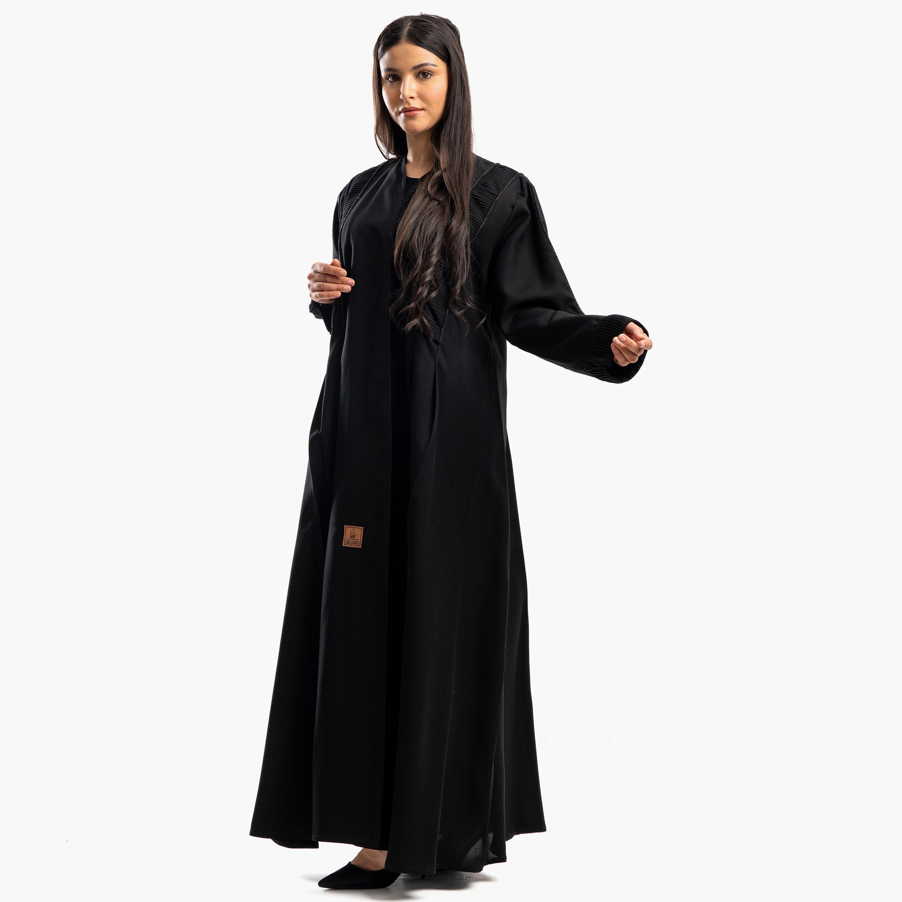 عباية زاهية كريستال وطيات كلاسيكية مع الحجاب-women-arabicclothing-abayas-image-1