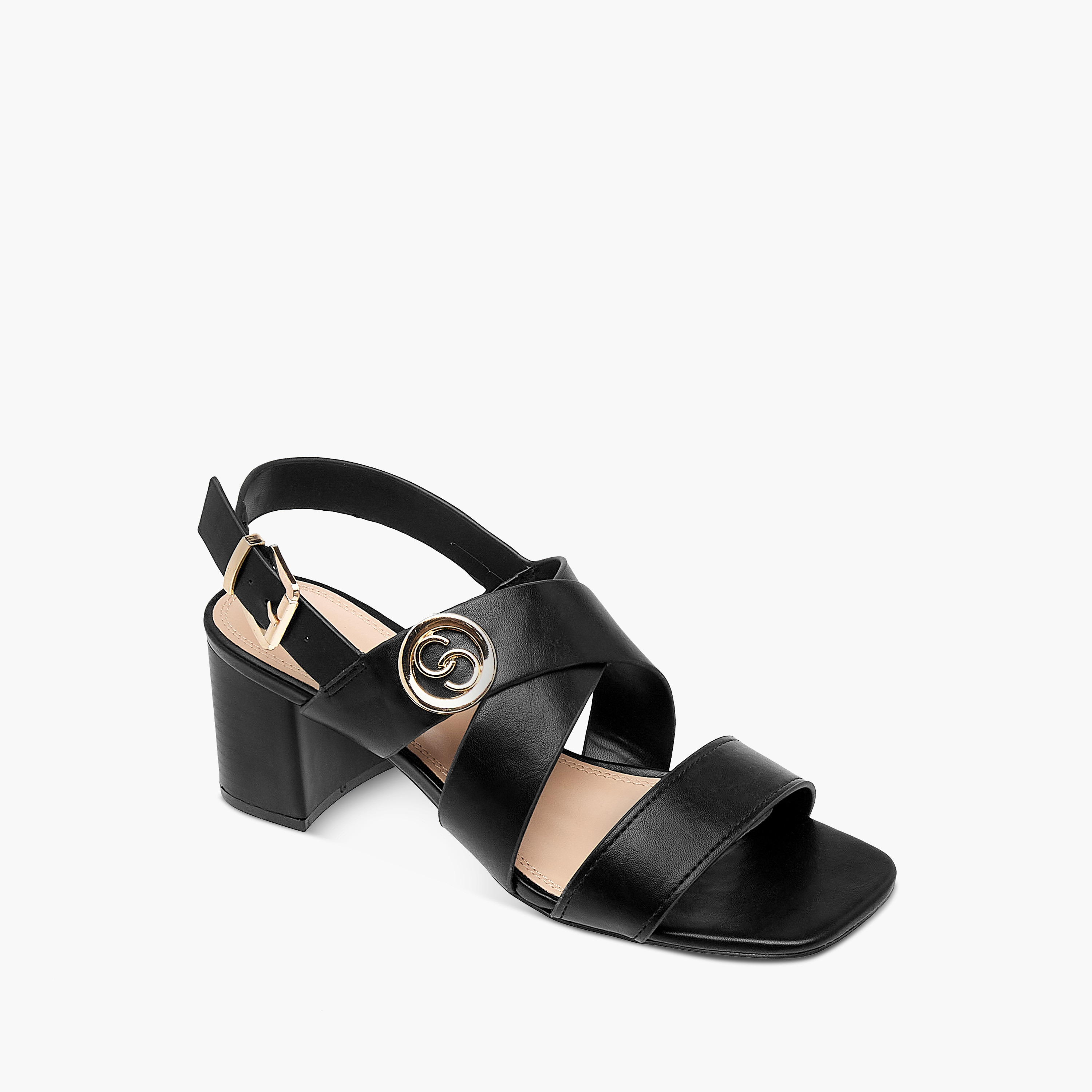 Celeste Women's Solid Sandals with Buckle Closure and Block Heels-women-shoes-sandals-heeled-image-2