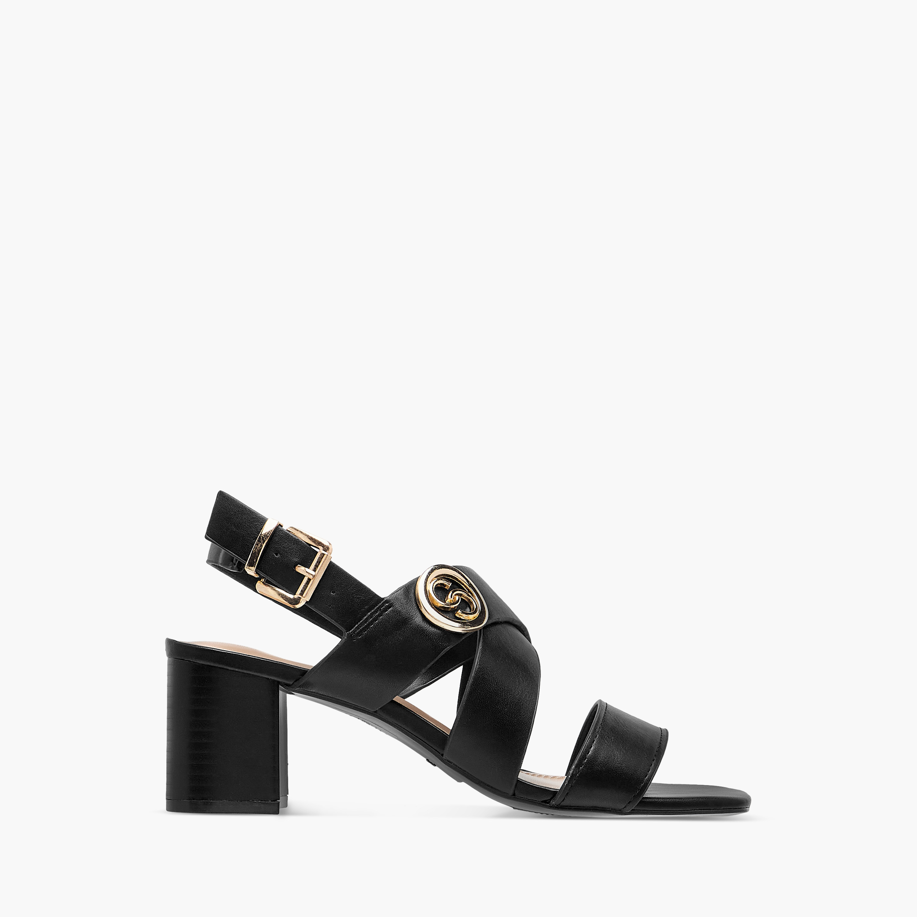 Celeste Women's Solid Sandals with Buckle Closure and Block Heels-women-shoes-sandals-heeled-image-3