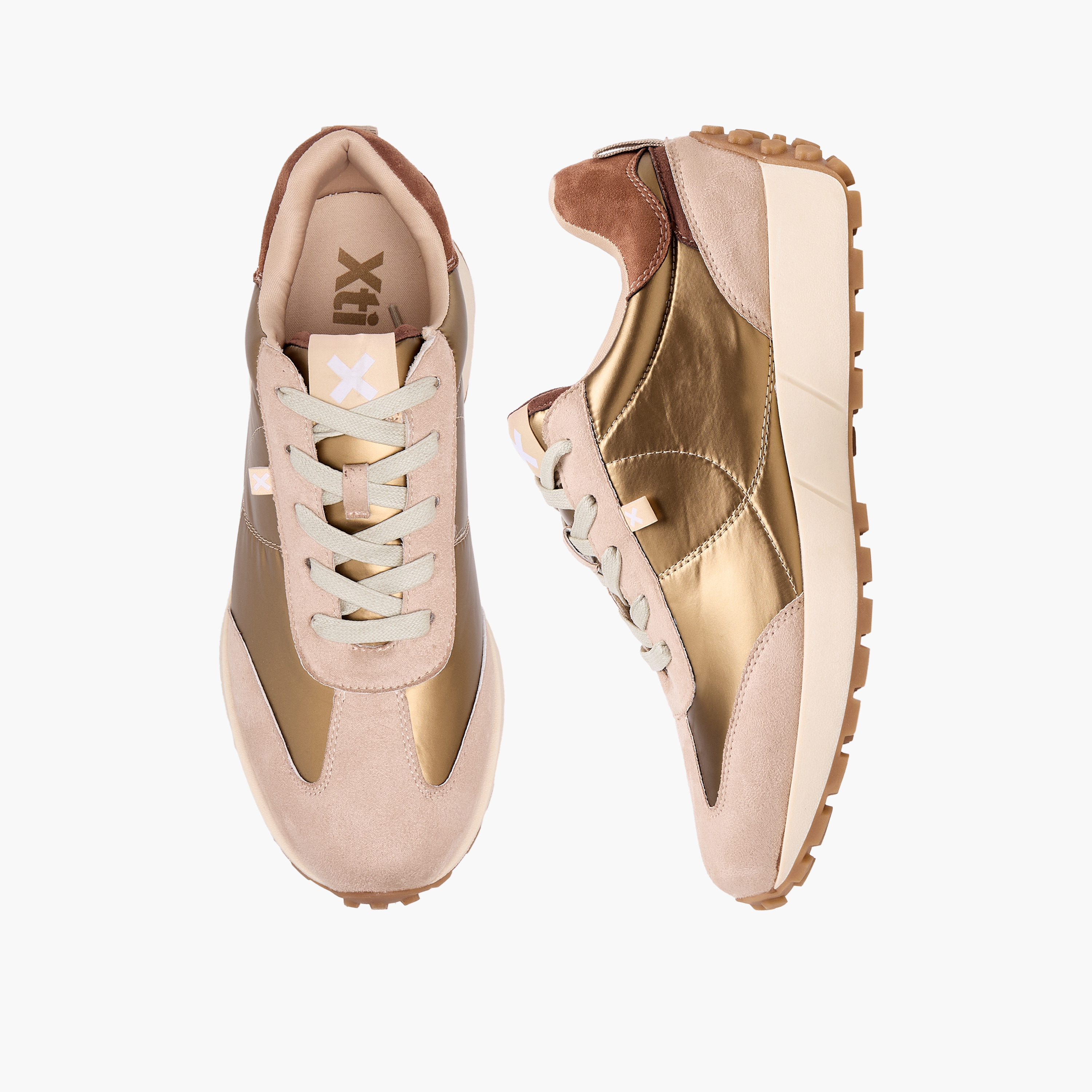 حذاء سنيكرز نسائي برقبة كاحل برباط وتصميم معدني من إكس تي آي-women-shoes-sneakers-image-1
