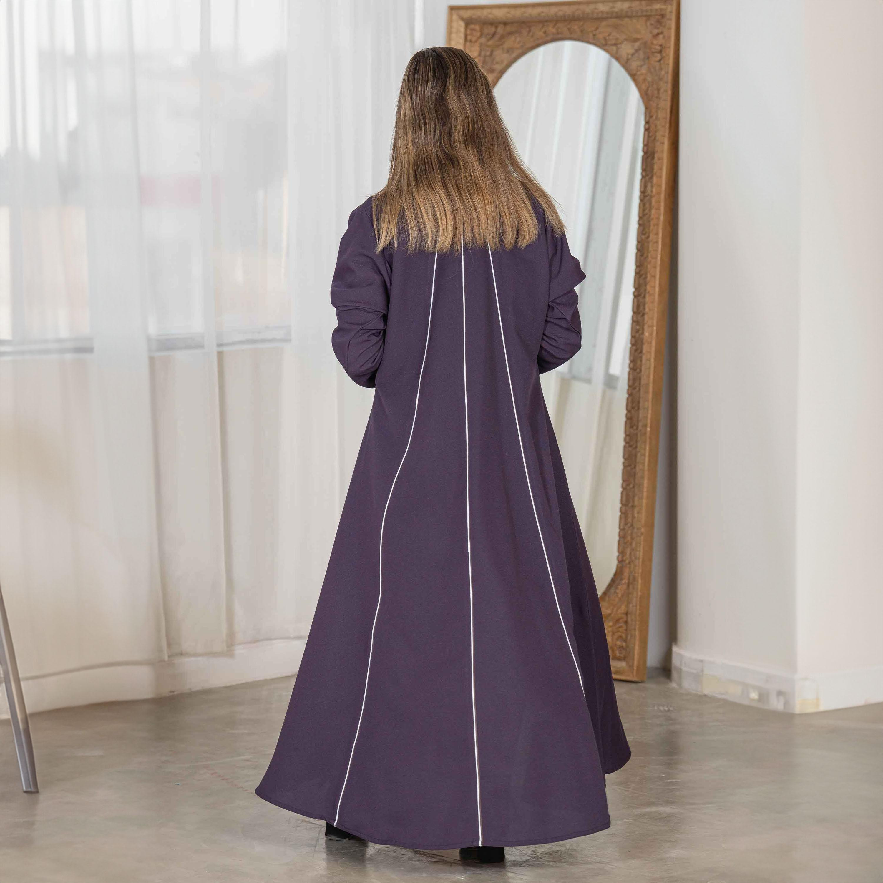 عباية زاهية على شكل معطف ذات مزين بأنابيب مع حجاب-women-arabicclothing-abayas-image-4