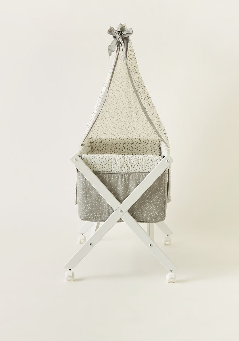 Cambrass Small Bed X with Canopy - White and grey ( Upto 6 months)-Cradles and Bassinets-image-1