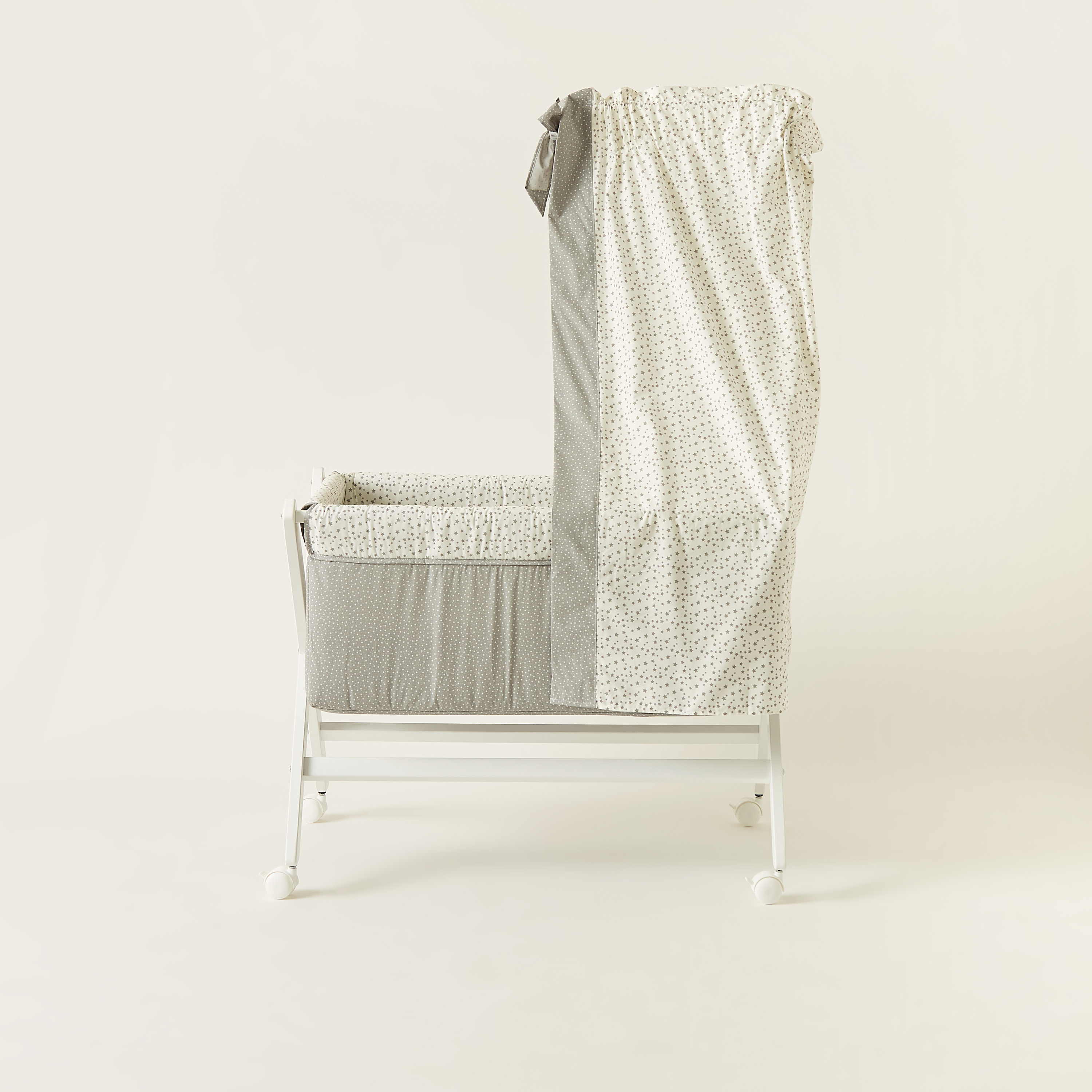 Cambrass Small Bed X with Canopy - White and grey ( Upto 6 months)-baby-nursery-furniture-cribsandbeds-bassinets-image-3