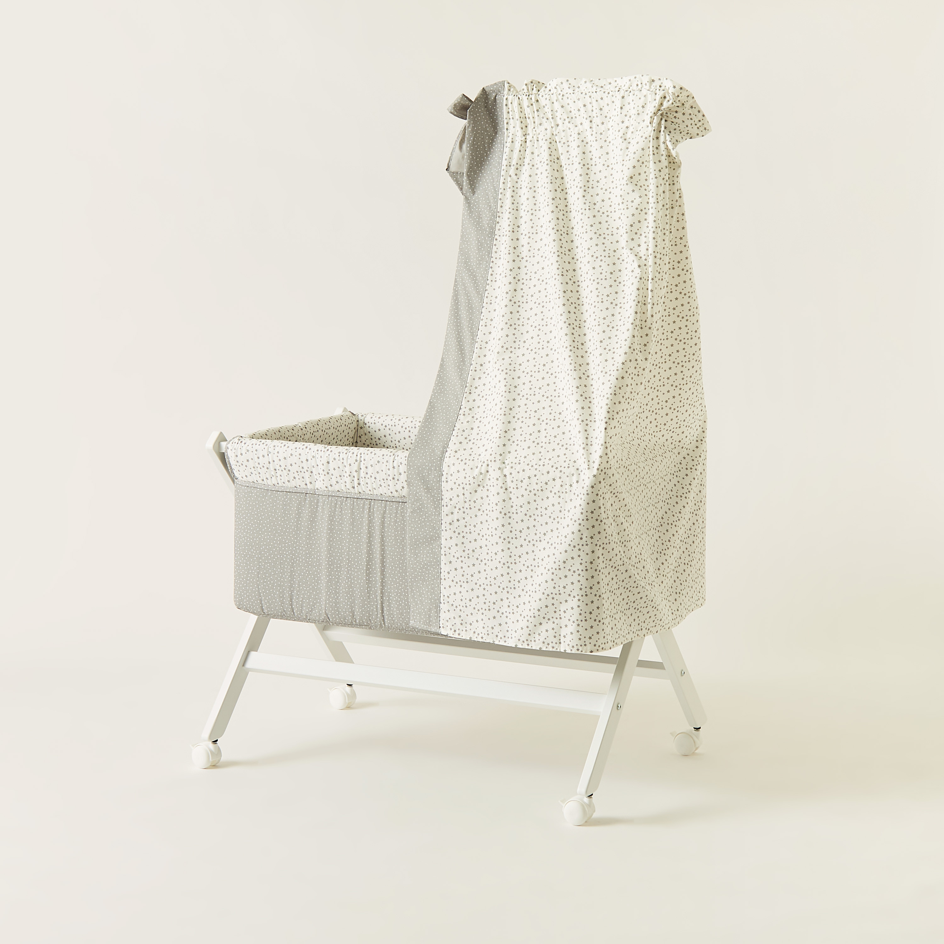 Cambrass Small Bed X with Canopy - White and grey ( Upto 6 months)-baby-nursery-furniture-cribsandbeds-bassinets-image-4