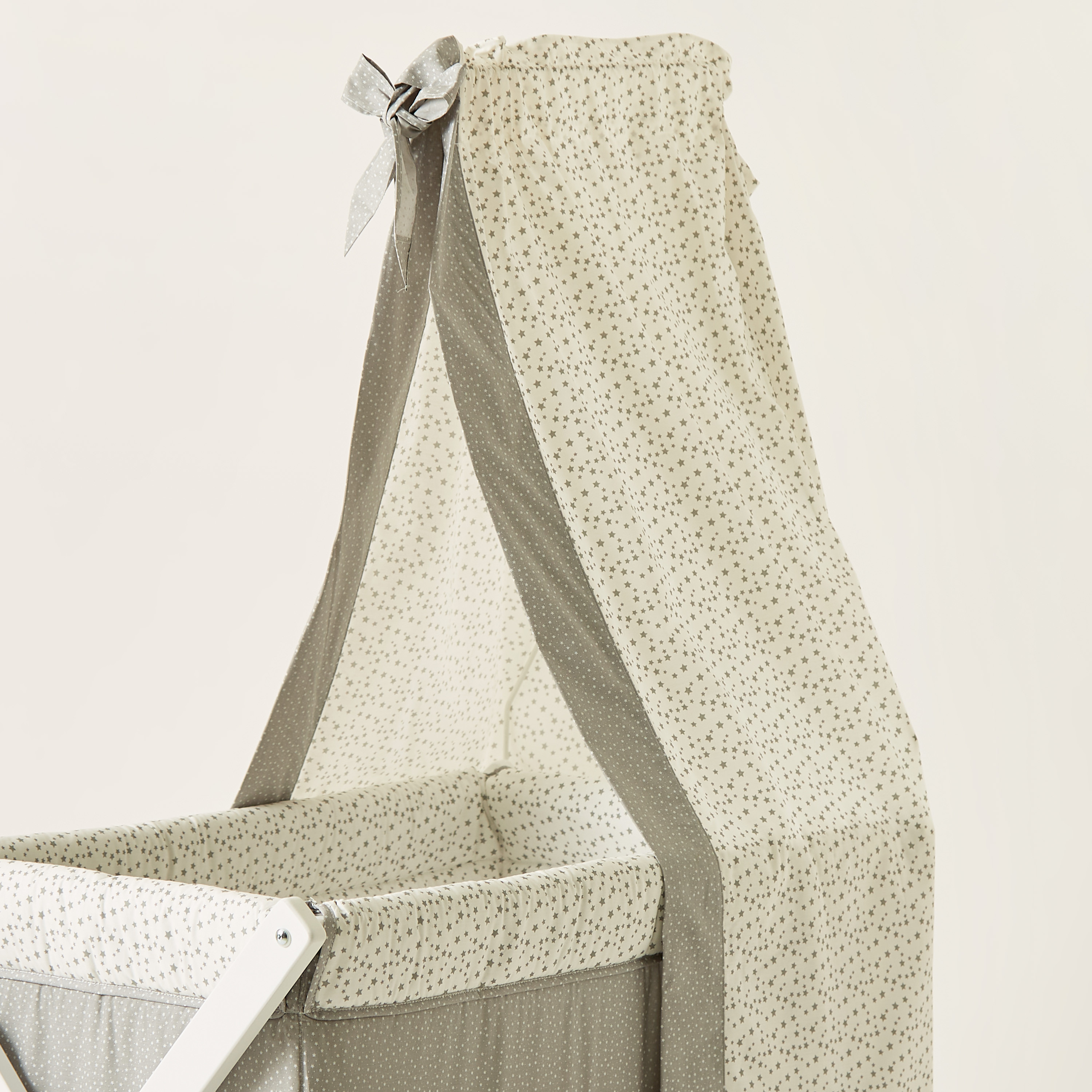 Cambrass Small Bed X with Canopy - White and grey ( Upto 6 months)-baby-nursery-furniture-cribsandbeds-bassinets-image-5
