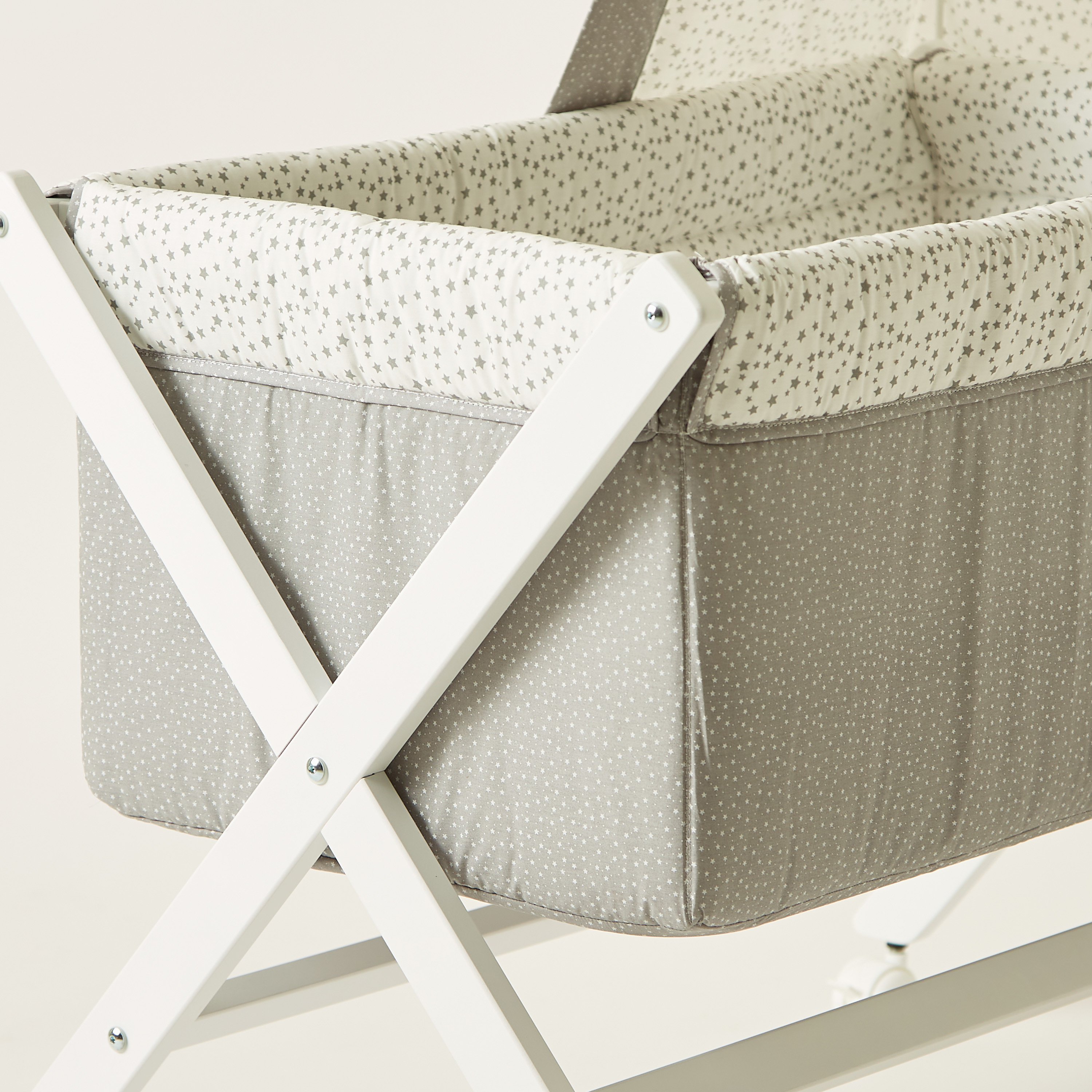 Cambrass Small Bed X with Canopy - White and grey ( Upto 6 months)-baby-nursery-furniture-cribsandbeds-bassinets-image-6