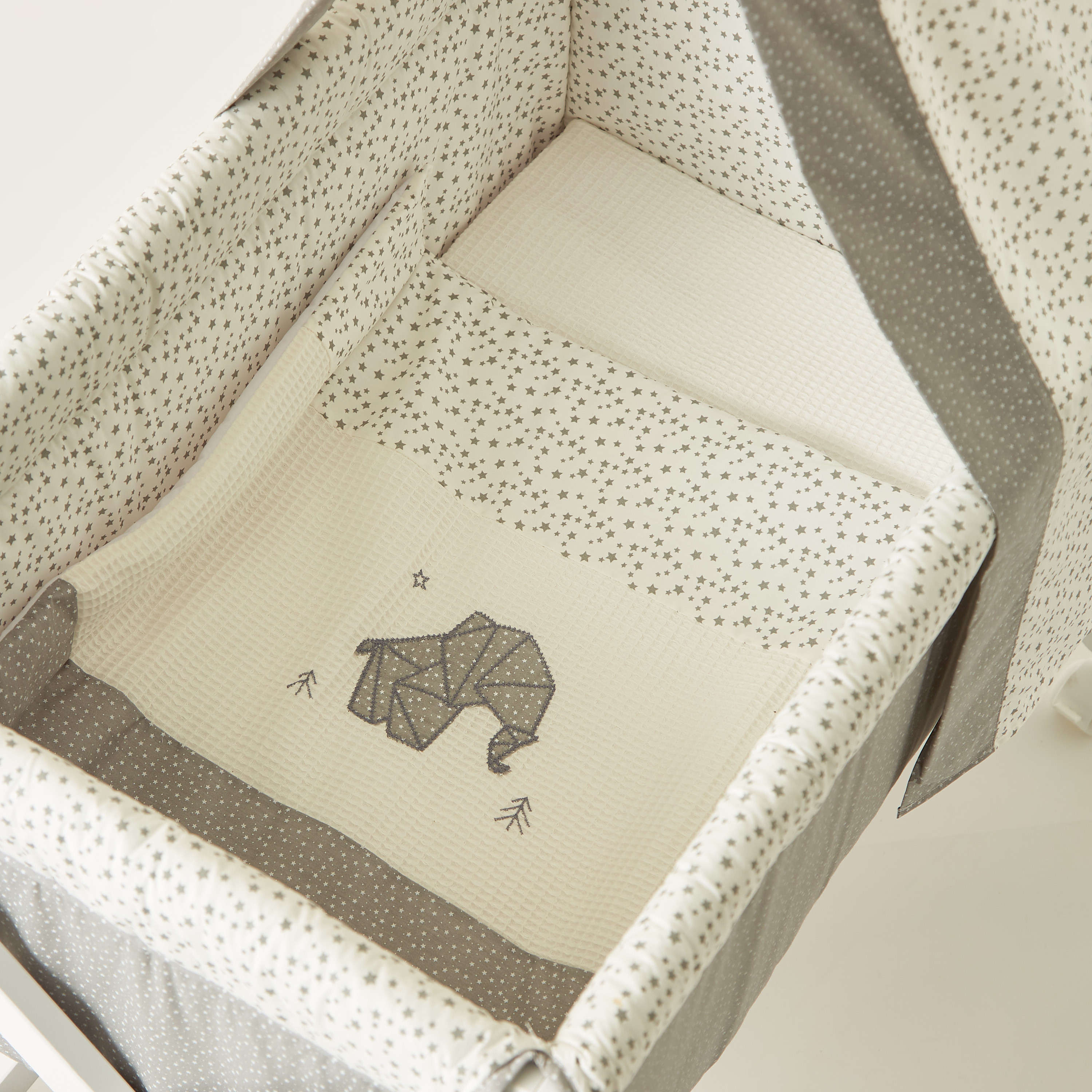 Cambrass Small Bed X with Canopy - White and grey ( Upto 6 months)-baby-nursery-furniture-cribsandbeds-bassinets-image-8