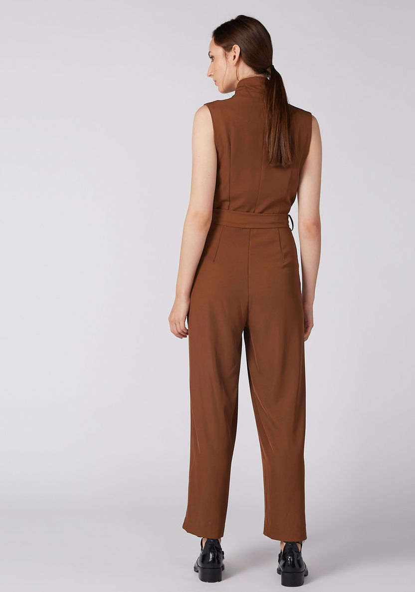 Elle Full Length Jumpsuit with Pocket Detail and Tie Up Belt-Jumpsuits and Playsuits-image-2