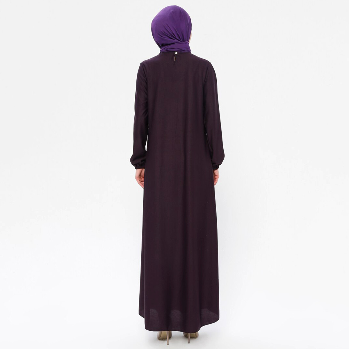 Women Solid Round Neck Maxi Dress ECESUN By Modanisa-women-clothing-dresses-image-5
