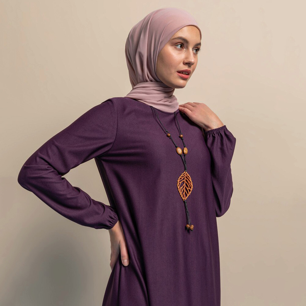 Women Solid Round Neck Maxi Dress ECESUN By Modanisa-women-clothing-dresses-image-9