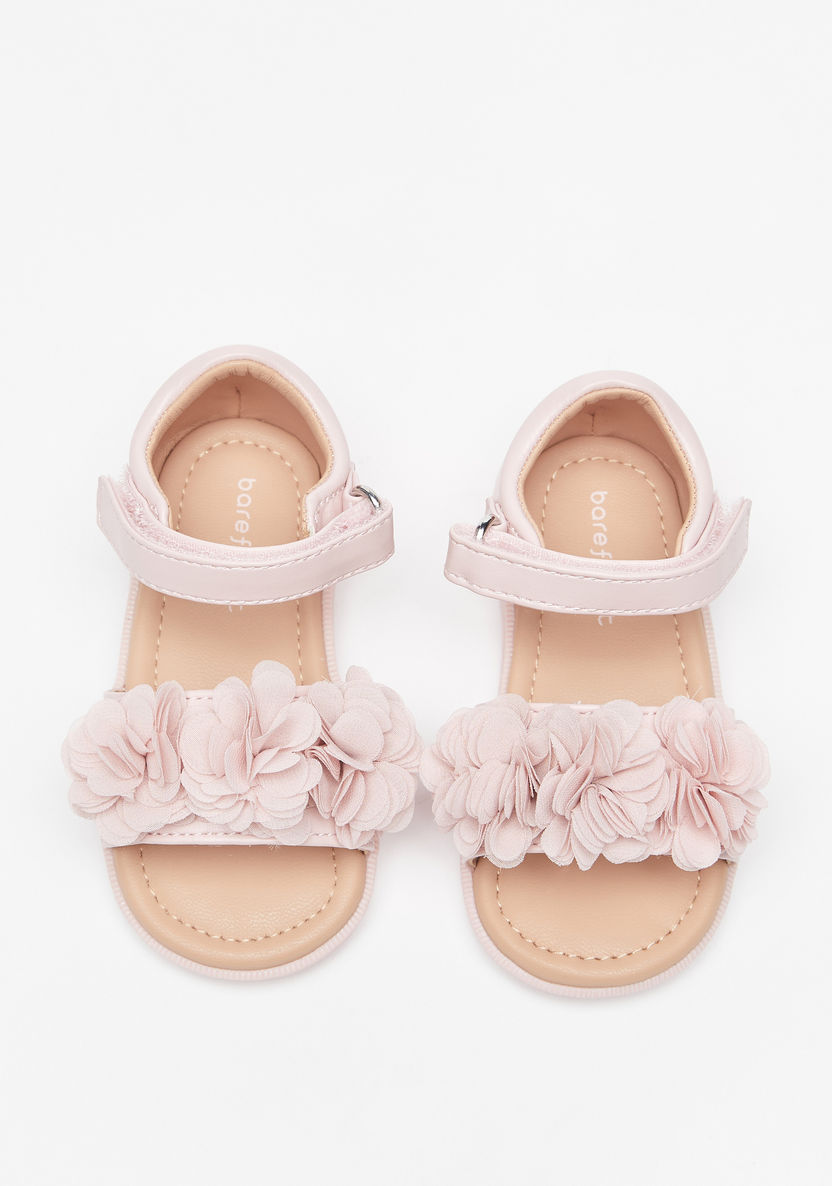 Barefeet Floral Embellished Sandal with Hook and Loop Closure-Girl%27s Sandals-image-2