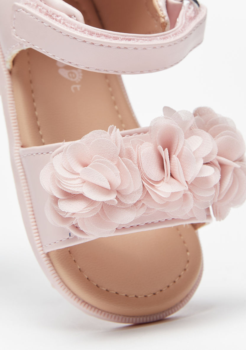 Barefeet Floral Embellished Sandal with Hook and Loop Closure-Girl%27s Sandals-image-3