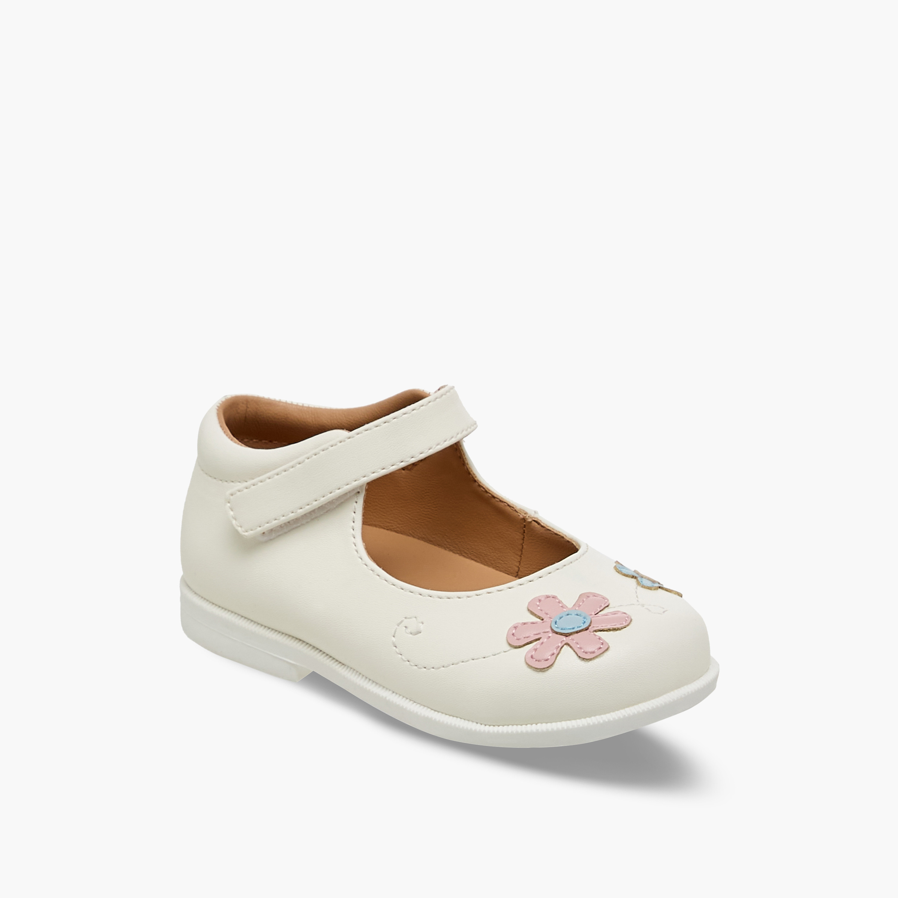 Barefeet Girls Floral Embroidered Mary Jane Shoes-girls-shoes-maryjanes-image-2
