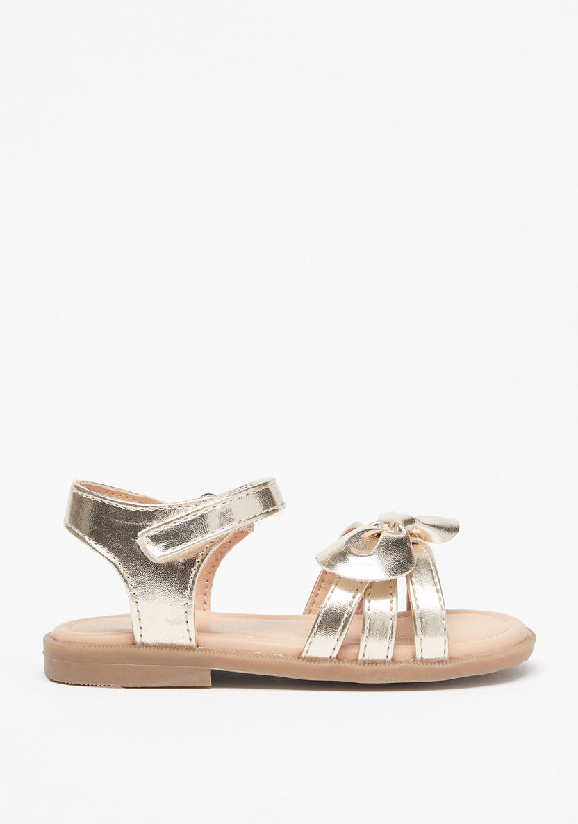 Barefeet Metallic Sandals with Hook and Loop Closure-Girl%27s Sandals-image-0