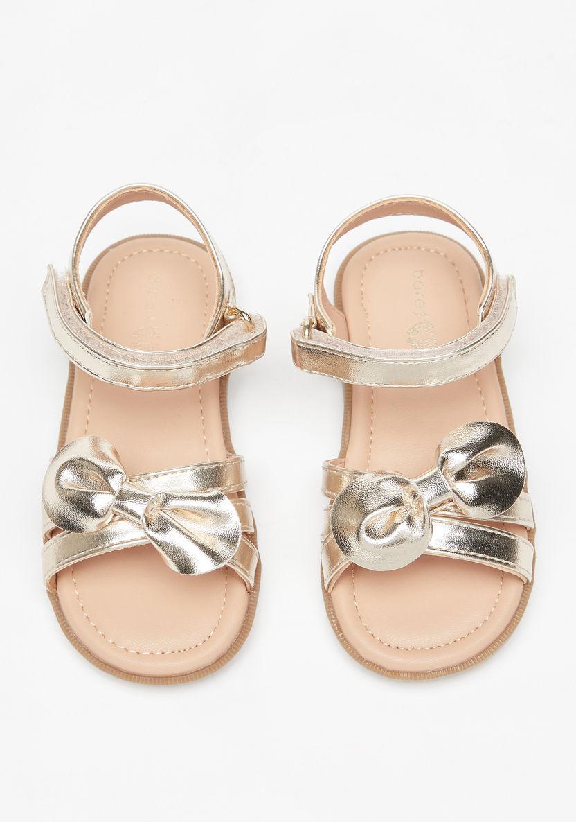 Barefeet Metallic Sandals with Hook and Loop Closure-Girl%27s Sandals-image-2
