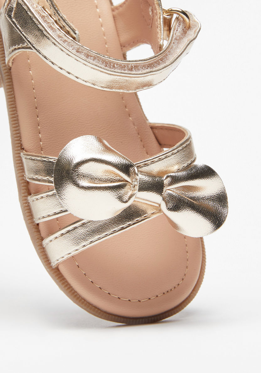 Barefeet Metallic Sandals with Hook and Loop Closure-Girl%27s Sandals-image-3