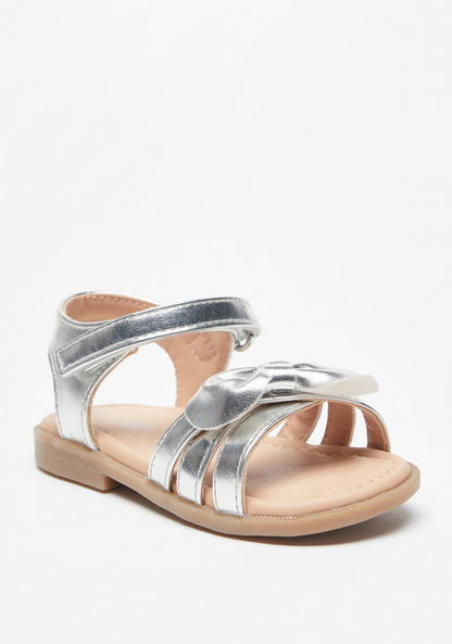 Barefeet Metallic Sandals with Hook and Loop Closure-Girl%27s Sandals-image-1